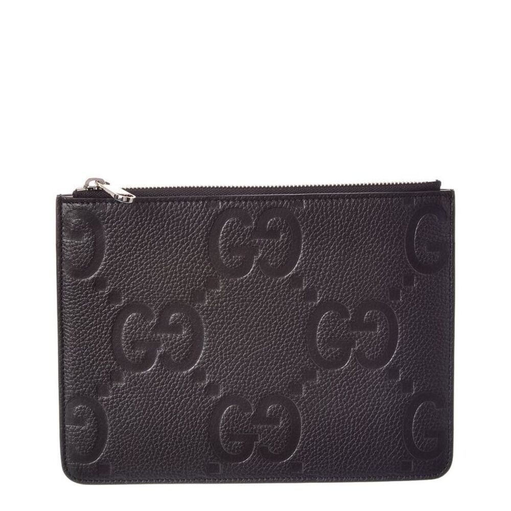 Gucci Medium Jumbo Gg Leather Pouch, Black